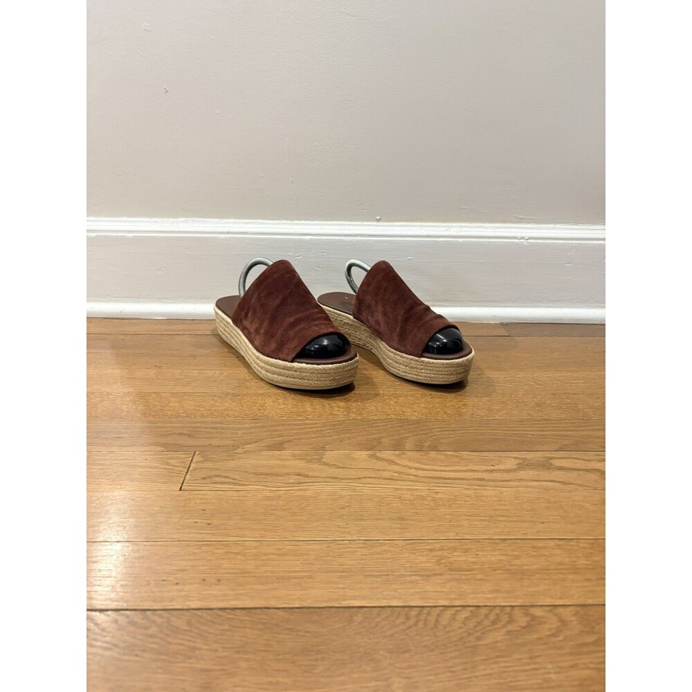 Vince Solano Brown Suede Leather Open Toe Platform Slide Sandal Wedge Sz 10